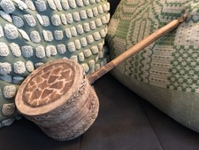 Antique African Hand Made leather drum Rattle Giraffe drum wood  Instrument