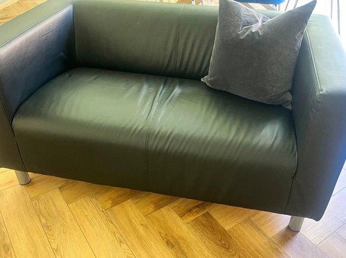 Black leather seater sofa - black,