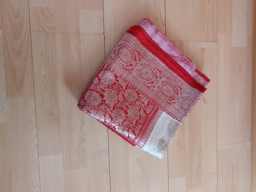White saree with - with, border