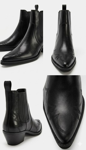 Zara black leather cowboy - zara,