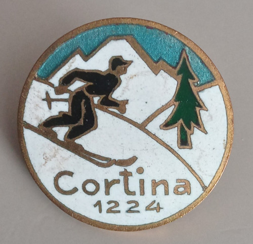Cortina skiing vintage - vintage, enamel