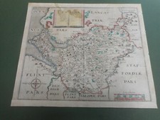 100% ORIGINAL CHESHIRE MAP BY SAXTON KIP C1610 SCARCE HAND COLOURED