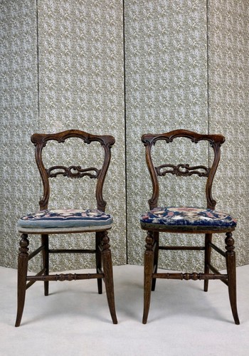 Pair victorian walnut - pair,