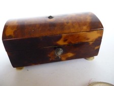Antique Georgian Faux Tortoise Shell Patch Jewellery Trinket Snuff Box Casket