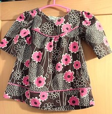 Jillian's Closet Girls 9-12 months Brown / Pink Flower Tunic Top