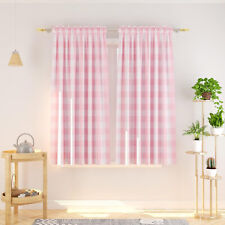 Curtains Pink and White Gingham Check Curtain Panels 63"L x 102"W Total 2 Panels