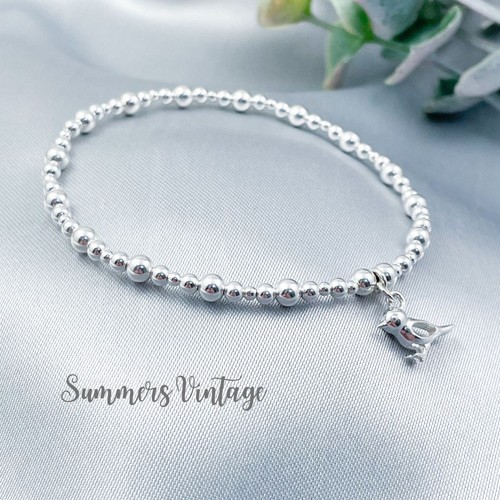 Sterling silver robin - robin, charm