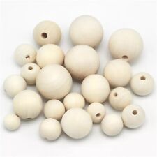 20 NATURAL ROUND WOODEN BEADS 16mm UNTREATED PLAIN WOOD LARGE HOLE WOOD BEADS