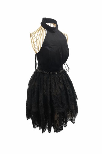 Black lace halter dress 12 - lace,