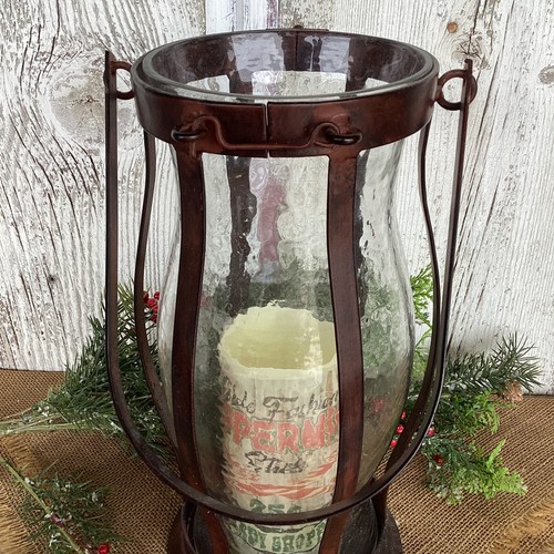 Vintage glass hurricane candle - glass,