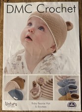 DMC Crochet Natura Cotton Pattern for Beanie Hat & Bootees. Age 0-18  months
