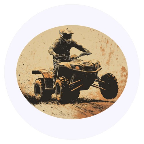 Quad bike rider round - x, rider'