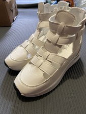 White Embellished Low Wedge Summer Sandals Women Size 5
