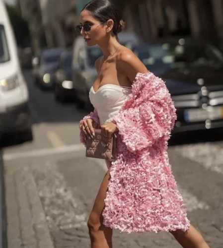Zara pink flower appliqués - zara, 3d