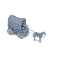 Outland Models Train Layout Old West Horse Carriage 1-Horse Caravan 1:64 