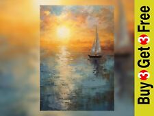 Golden Sunset Sailboat Oil