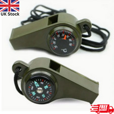 2 Pcs 3in1 Outdoor Whistle Survival Tool , Compass & Thermometer for Adventure