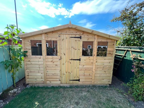 11x9 apex wooden garden - wooden, shed