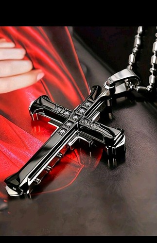 Gothic cross necklace black - gothic,