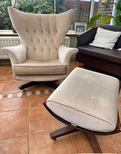 G Plan James Bond Retro Arm Chair with Footstool Vintage 6250 Rare