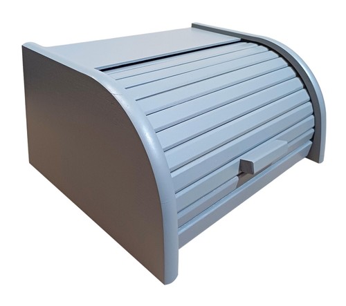 Grey wooden bread bin box - grey,