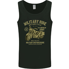 Military Motorcycle Army Motorbike Biker Mens Vest Tank Top