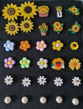 Croc Charms Shoe Charms Flowers Sunflowers  POPPY BUTTON CLIP ?? UK SELLER