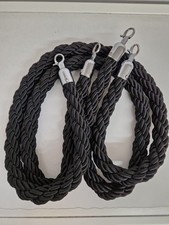Set of 2  black barrier ropes for cafes or restaurants with candy twist style .