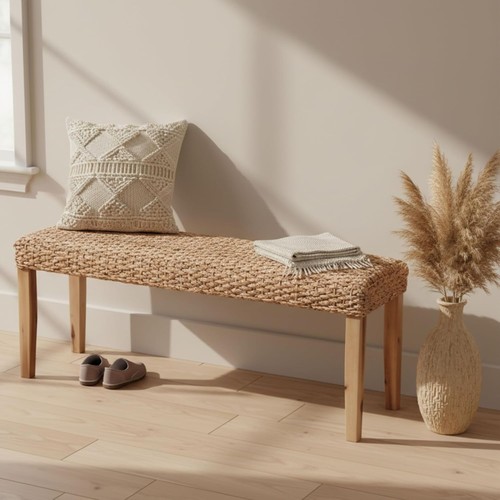 Indoor wicker bench solid - wicker, 47"