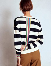 Boden LARA navy striped long sleeve cotton relaxed autumn fun Jumper