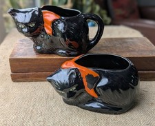 Art Deco Crown Ducal Black Cat, Sugar Bowl & Milk Jug Set, A.G Richardson 1930s