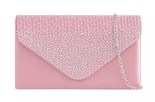 Ladies satin diamante clutch - satin,