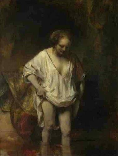 Rembrandt woman bathing a - rembrandt,