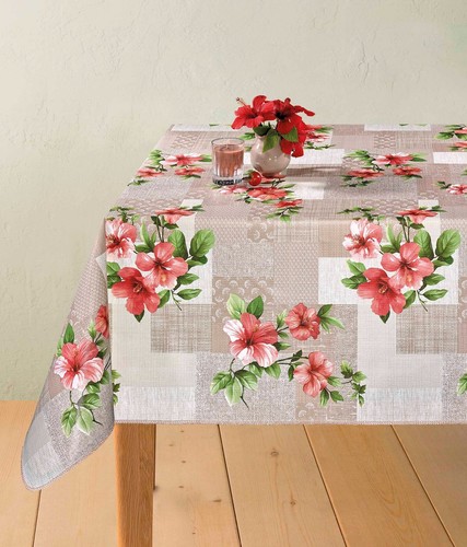 Wipe clean tablecloth round - clean,