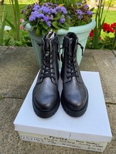 Marco Tozzi 25215 Pewter Grey Faux Leather 4cms Wedge Boot UK4/37EU Elastic Lace