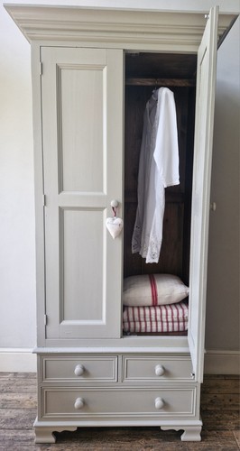 Vintage pine wardrobe with - wardrobe,