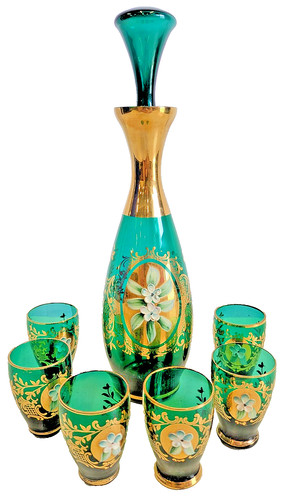 Vintage bohemian glass cordial - vintage,