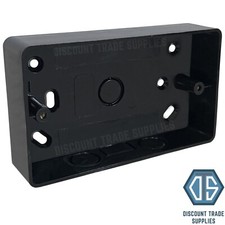 2 Gang Double Black Round Edge Surface Pattress Back Box 32mm Deep