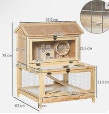 Two Tier Wooden Small Animal Hutch- Guinea pig, gerbil, mouse, rat 