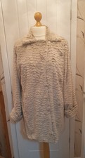 Dennis Basso Faux Fur Ruffle Effect  Coat Beige Colour Size L