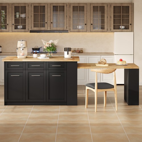 Extendable kitchen island with - island,