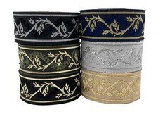 10m Jacquard Ribbon/Trim Ivy
