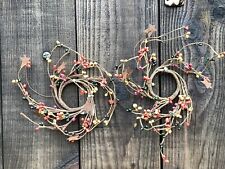 2 Primitive Small Rusty Star decoration Pip Berry Christmas candle rings