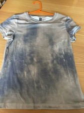 ladies clothes size Small H&M Olive Green Tan Blue Stretch Poly T-shirt