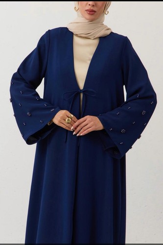 Blue open abaya with