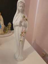 Our Lady Figure With Delicate Pink China  Roses 8.5 Inches Religious