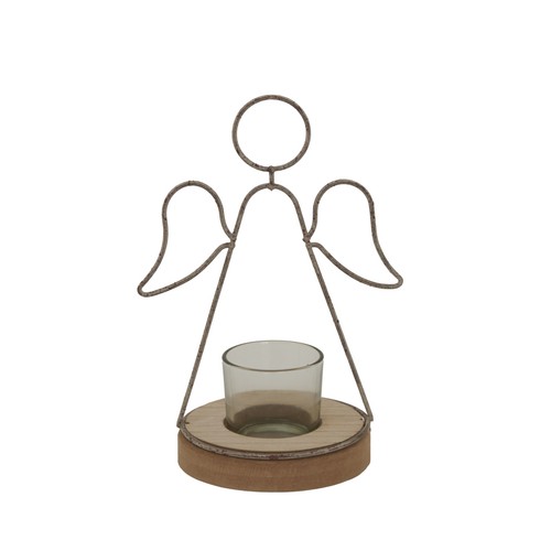 Brown rustic outline angel - brown,