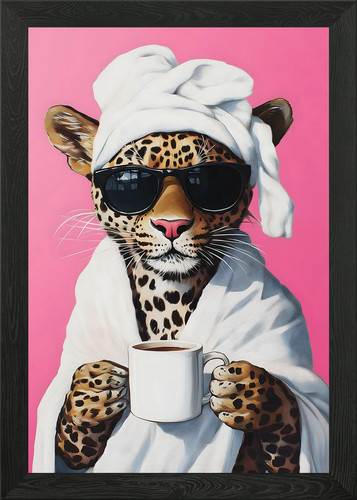 Leopard robe framed - in, a