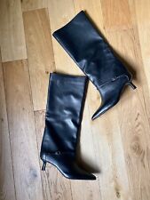 Zara Black Leather Kitten Heel Boots With Buckle UK3 EU36 US6.5 # B126