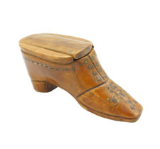 George III Treen & Brass Pin Novelty Shoe Form Snuff Box Antique c1800